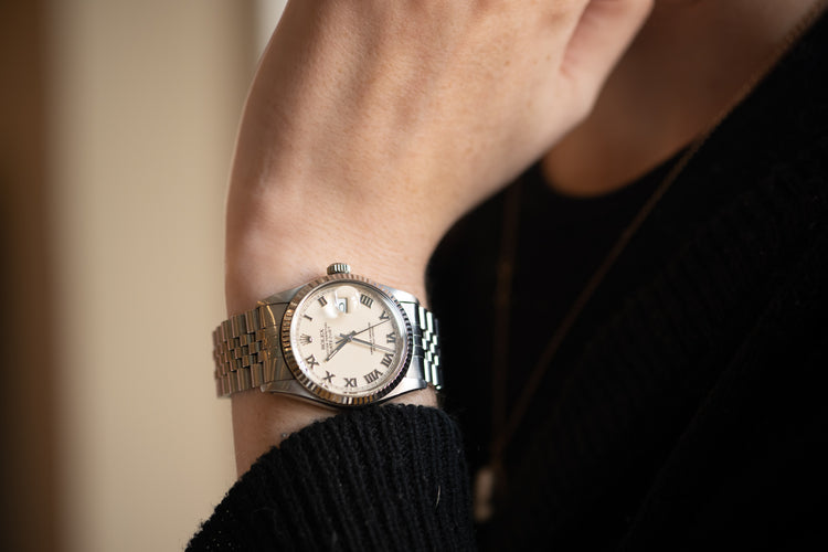 1987 Rolex 16014 Datejust Cream Roman Dial Jubilee Bracelet