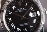 2007 Rolex 115210 Date Black Roman Dial Engine Turn Bezel