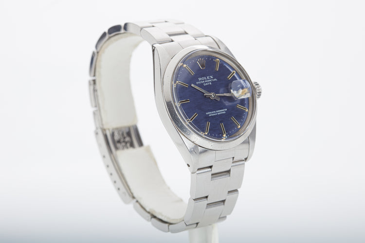 1971 Rolex Date 1500 Blue Mosaic Dial Smooth bezel & Oyster Bracelet