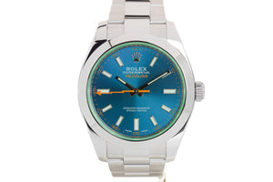 Rolex Milgauss 116400GV Z-Blue with Box, Hang Tag & Chrono Tag