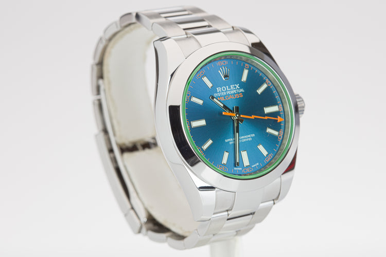 Rolex Milgauss 116400GV Z-Blue with Box, Hang Tag & Chrono Tag