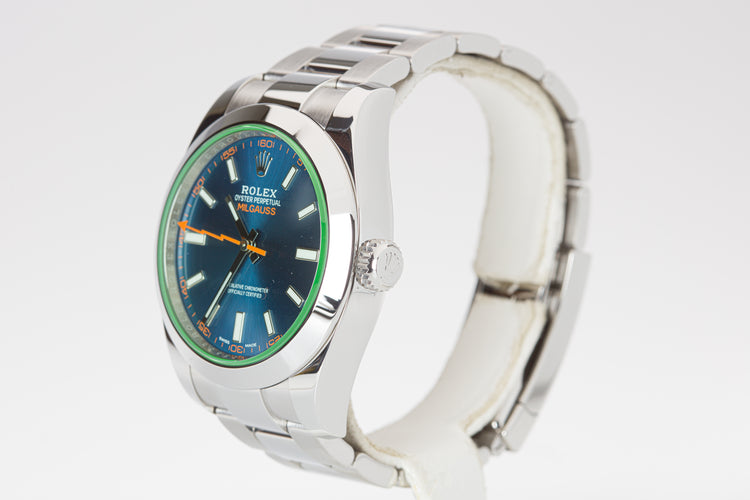 Rolex Milgauss 116400GV Z-Blue with Box, Hang Tag & Chrono Tag