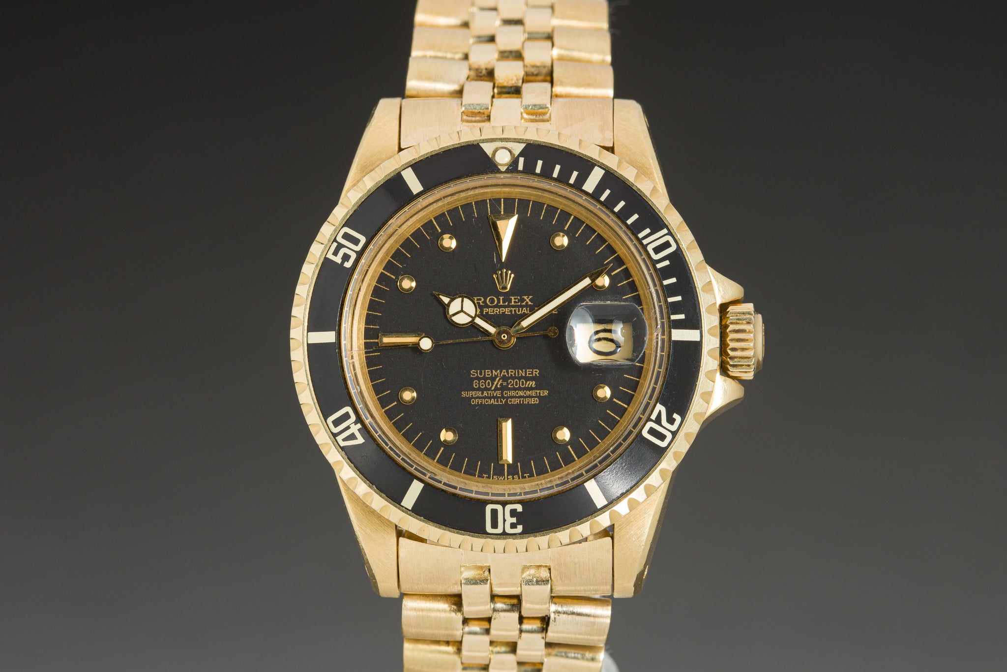 HQ Milton - 1970 Rolex 18k 1680 Black Nipple Dial Jubilee Inventory #A5175, For Sale