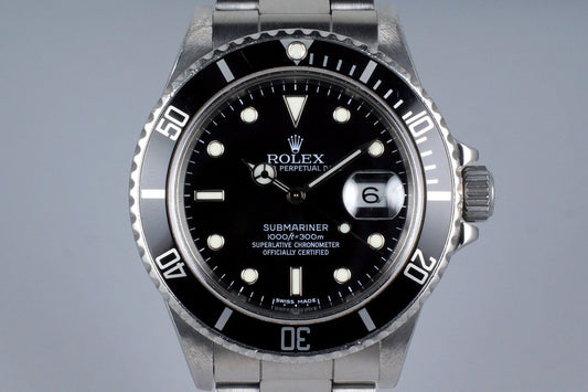 1988 Rolex Submariner 168000 Service Dial with Box and Papers