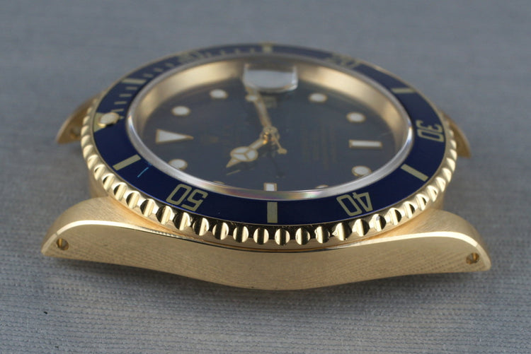 1991 Rolex 18K Blue Submariner 16618 with Box and Papers