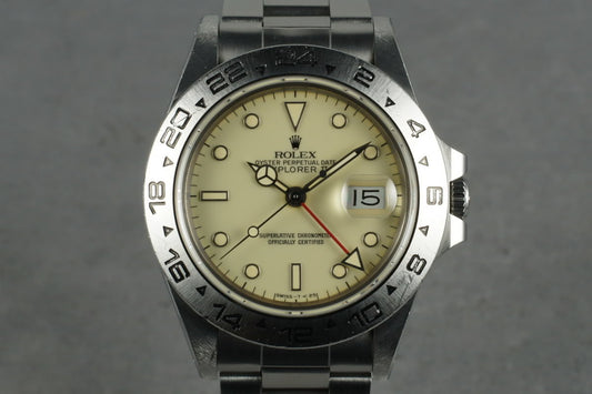 1987 Rolex Explorer II 16550 Cream Dial with Box and Papers Unpolished