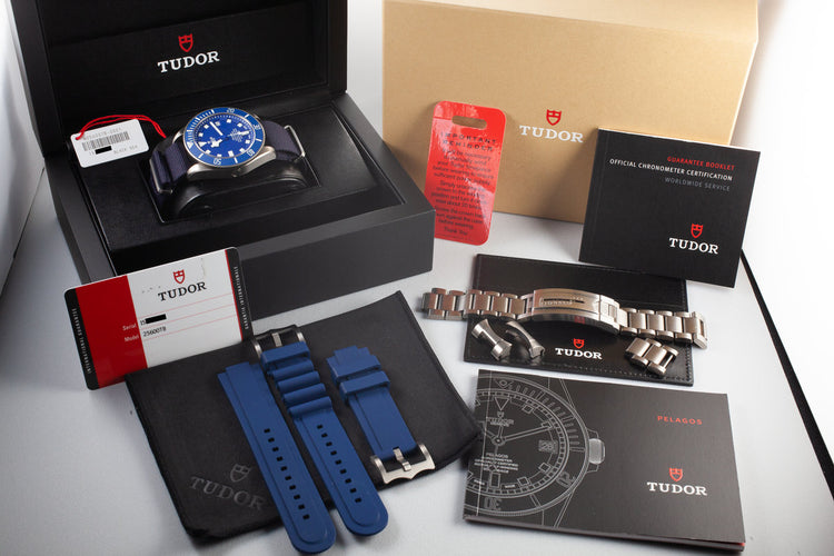 2017 Tudor Titanium Pelagos 25600TB Blue Dial with Box, Papers, Bracelet, and Dive Strap