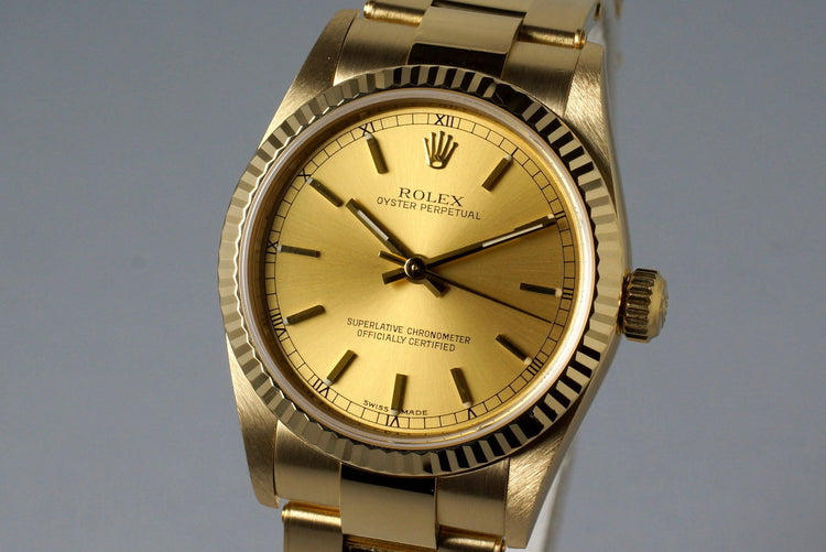 2003 Rolex YG MidSize Oyster Perpetual 77518 with Box and Papers