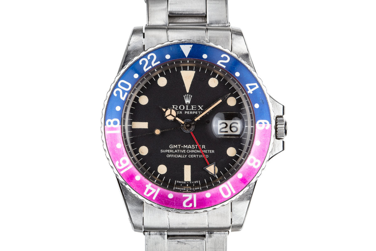 HQ Milton - 1966 Rolex GMT-Master 1675 with Fuchsia Bezel Insert