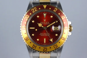 1980 Rolex Two Tone GMT 16753 Root Beer 'Red' Dial