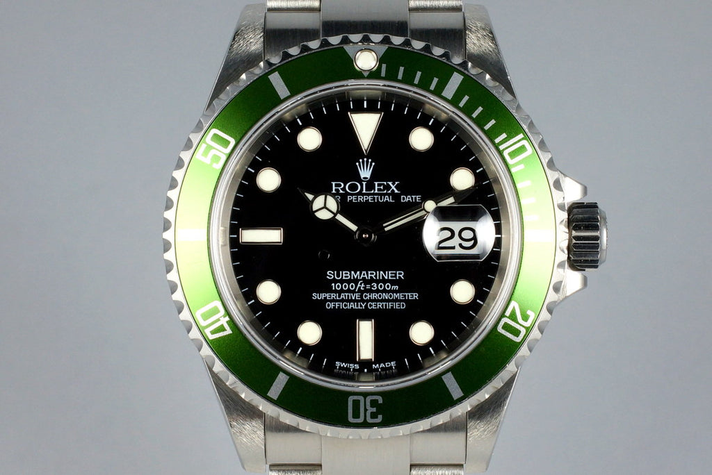 2004 Rolex Green Submariner 16610LV Mark I Dial and Insert with Box and Papers