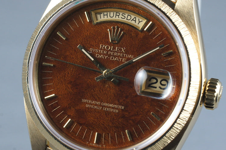 1979 Rolex 18K Bark Day-Date 18078 with Wood Dial