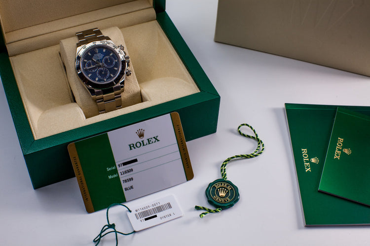 2017 Rolex WG Daytona 116509 Blue Dial with Box and Papers
