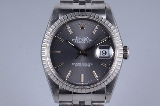 1991 Rolex DateJust 16220 Gray Dial with Box and Papers