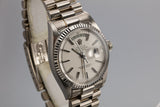 1972 Rolex 18K White Gold Day-Date 1803 Silver Dial with Box and Double Papers