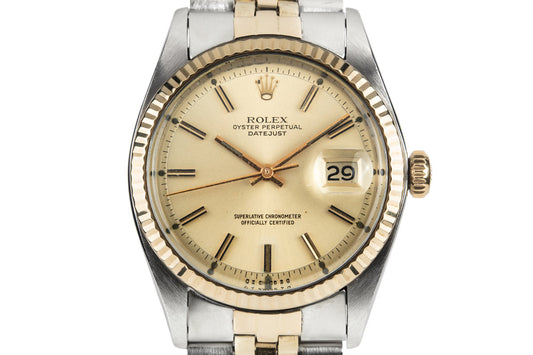 1974 Rolex Two Tone DateJust 1601 with Gold Sigma Dial