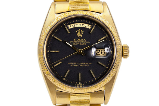 1969 Rolex YG Bark Day-Date 1807 Matte Black Dial