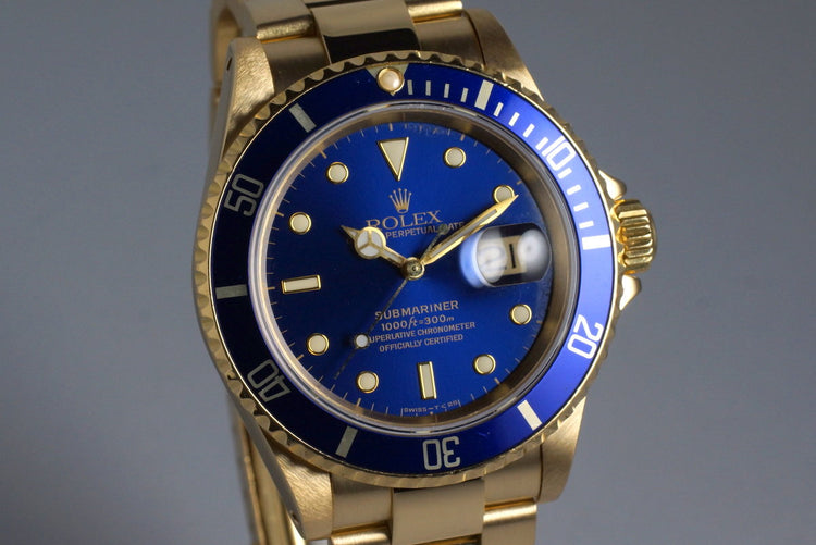 1991 Rolex YG Blue Submariner 16618