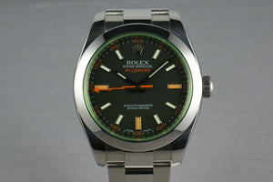 Rolex Milgauss Green V Serial 116400 GV with Box and Papers