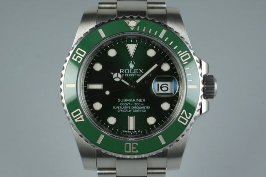 2010 Rolex Green Submariner 116610V with Box and Papers