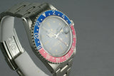Rolex GMT Ref: 1675 Pointy Crown Guard chapter ring exclamation dial