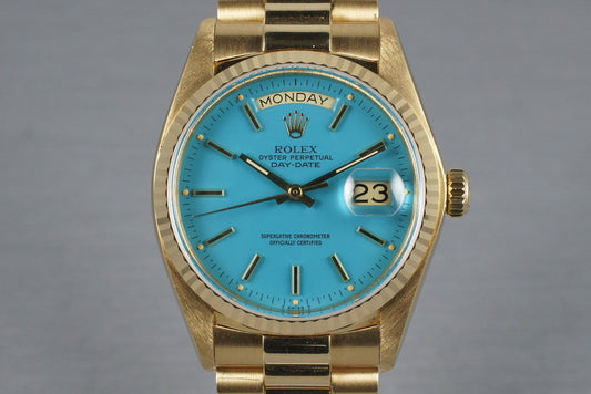 1979 Rolex 18K Day-Date 18038 with Baby Blue Stella Dial