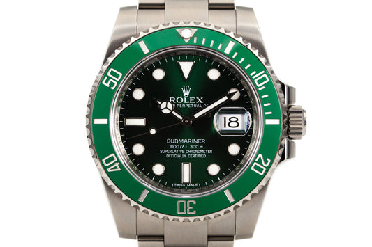 2013 Rolex Green Submariner 116610V with Box and Papers