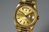 1991 Rolex YG Day-Date 18238 Champagne Dial with Box and Papers