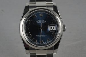 2012 Rolex Blue Roman Datejust 116200