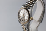 1995 Rolex Two Tone Ladies DateJust No-Lume Silver Dial with Box and Papers