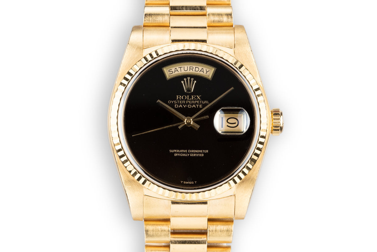 HQ Milton - 1983 Rolex 18K YG Day-Date 18038 Onyx Dial with Box