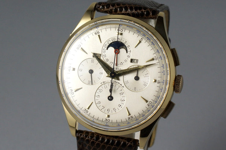 Vintage YG Universal Geneve Tri-Compax 57278 Triple Date Moonphase with Service Papers