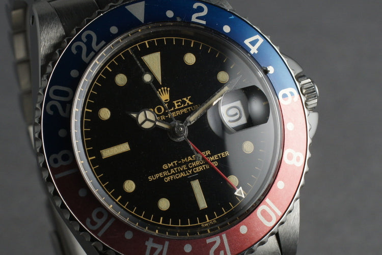 Rolex GMT 1675 PCG,gilt chapter ring Underline with Beverly Hills Service