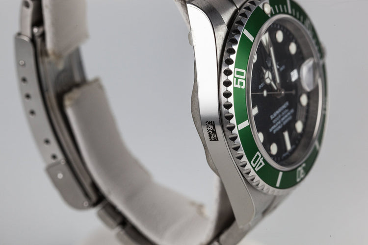 2007 Rolex Green Submariner 16610LV with Box and Papers