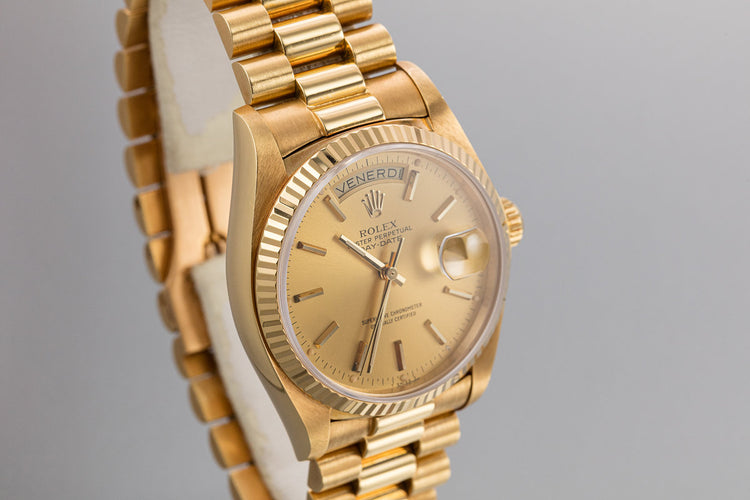 1979 Rolex 18K YG Day-Date 18038 Champagne Dial with Italian Date Disk