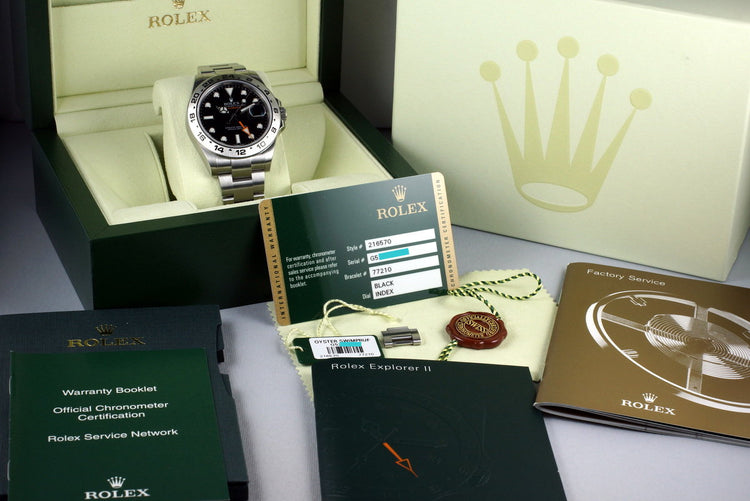 2012 Rolex Explorer II 216570 Black Dial with Box and Papers