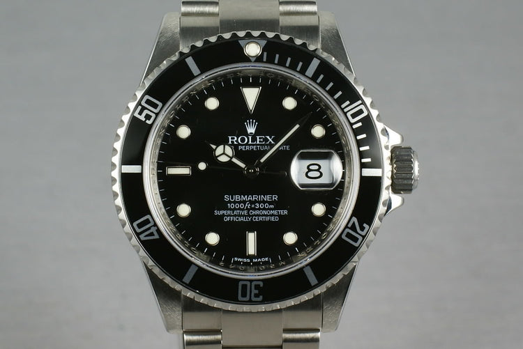 Rolex Submariner 16610 Box and Papers M serial