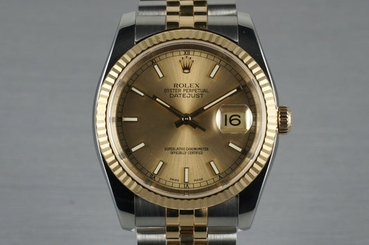 2003 Rolex Two Tone DateJust 116233 with Box and Papers