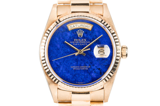 1984 Rolex 18K YG Day-Date 18038 with Blue Lapis Dial