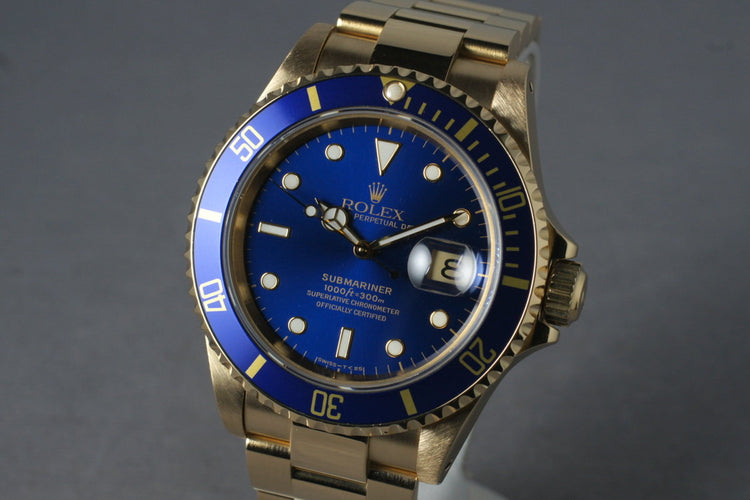 1993 Rolex 18K Submariner 16618 with Box and Papers