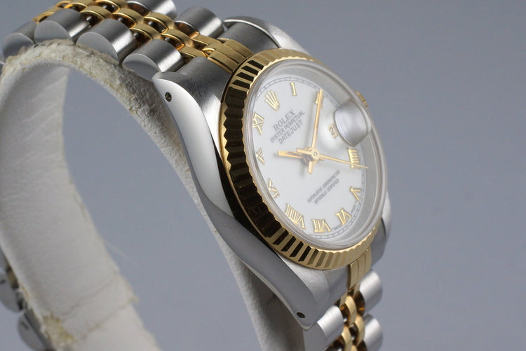 1991 Rolex Ladies Two Tone DateJust 69173 White Roman Dial with Box and Papers