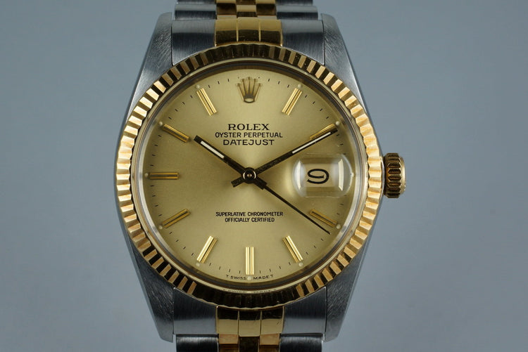 1987 Rolex Two Tone DateJust 16013 with Box and Papers