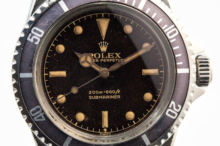 1961 Rolex Submariner 5512 PCG with Tropical Brown Gilt Chapter Ring 2 Line Dial