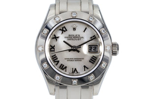 2001 Rolex Ladies WG Pearlmaster Datejust 80319 Mother of Pearl Dial and 12 Diamond Bezel