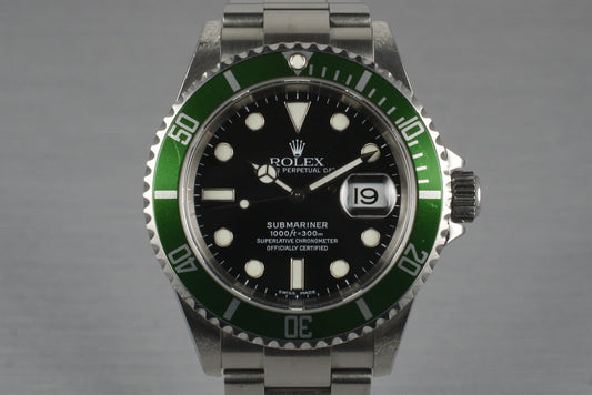 2005 Rolex Green Submariner 16610LV  with Box and Papers