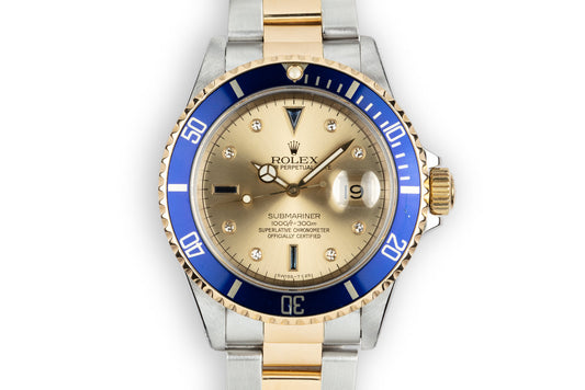 1991 Rolex Two-Tone Submariner Serti Dial with Box and Papers
