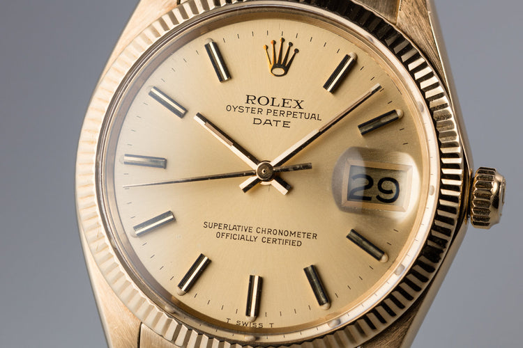 1972 Rolex 18K YG Date 1503 Champagne Dial