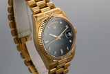 1985 Rolex 18K YG Day-Date 18038A with Factory Diamond Blue Vignette Dial