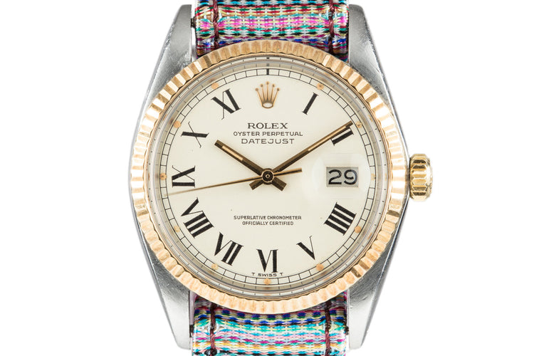 1977 Rolex Two Tone DateJust 1601 Roman Numeral Dial with Papers
