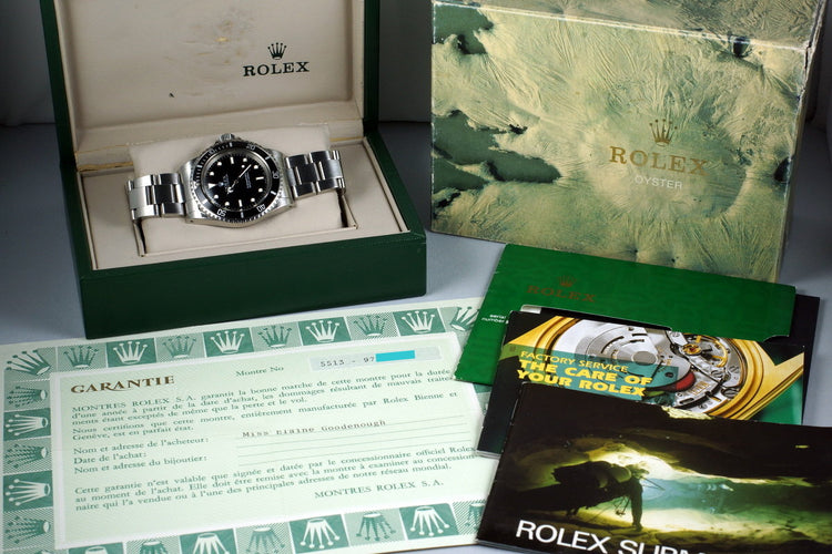 1987 Rolex Submariner 5513 with Box and Papers